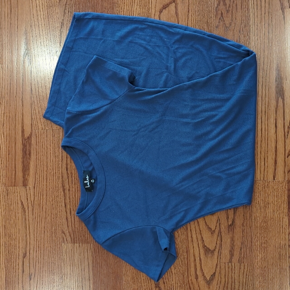 Lulu's Bodycon ribbed navy blue midi dress